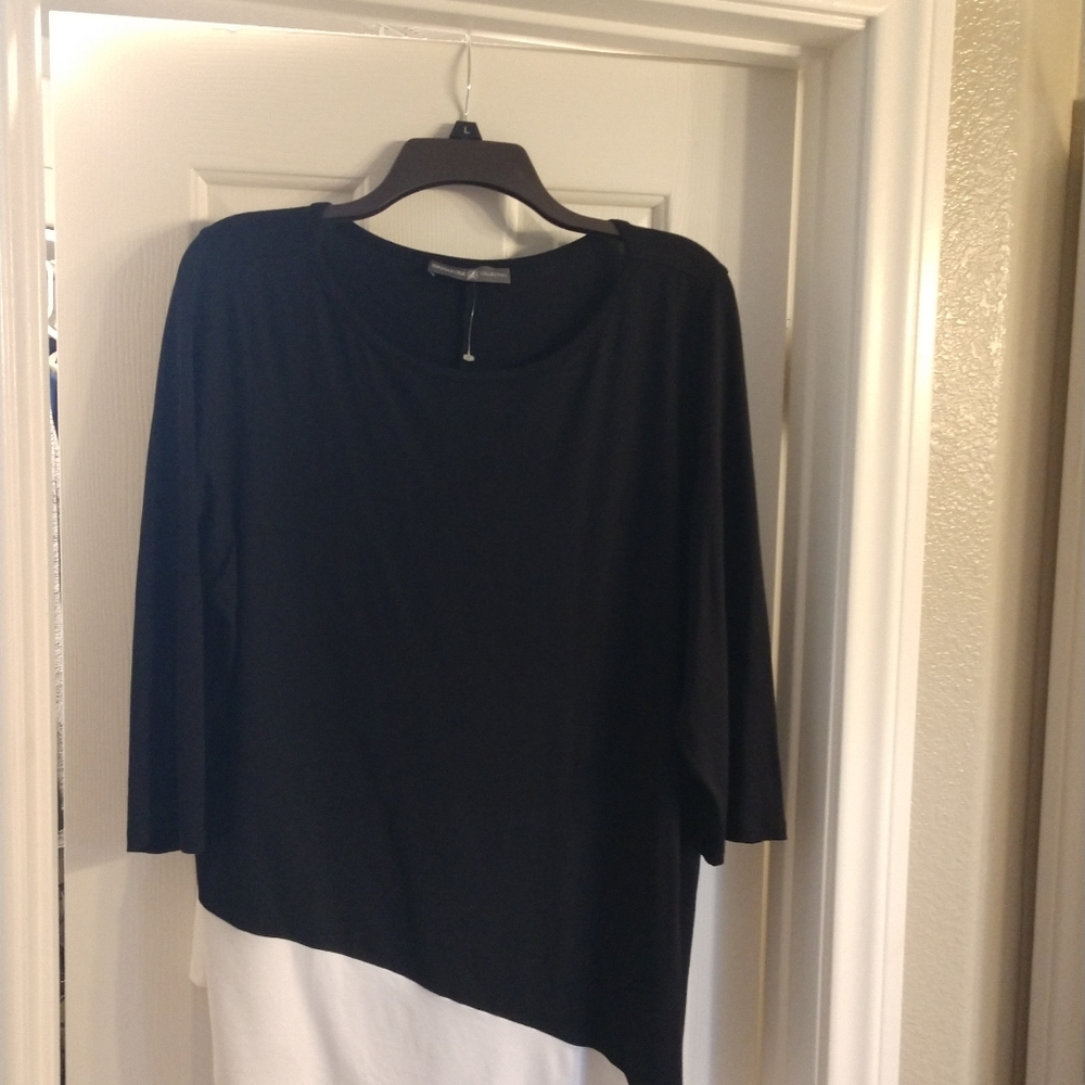 Ladies 1X black and white top NWOT
